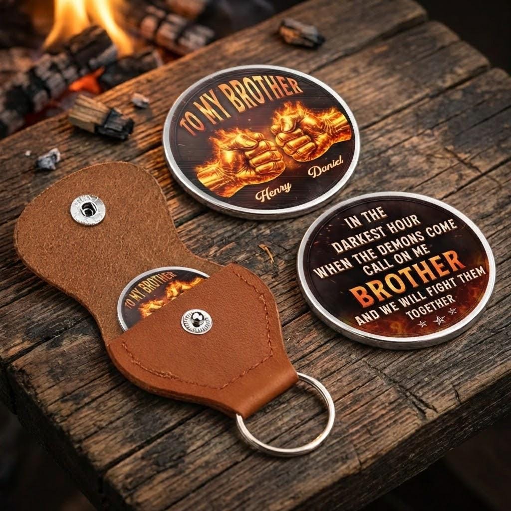 Custom Pocket Hug, Once a Brother Always a Brother Pocket Hug Keychain, Personalized Birthday Gifts For Brothers, Gifts For Men, Guy Friends