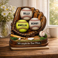 We Caught The Best Mom, Baseball, Softball Personalized Standing Wooden Sign, Mother's Day Gift For Wife, Mom, Custom Baseball Lover Gift