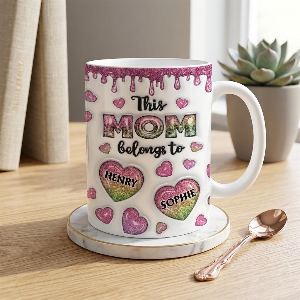 Custom Mama Coffee Mug, This Mom Grandma Coffee Cup, Inflated Effect Printed, Personalized Mothers Day Gift For Mom, Nana, Grandma