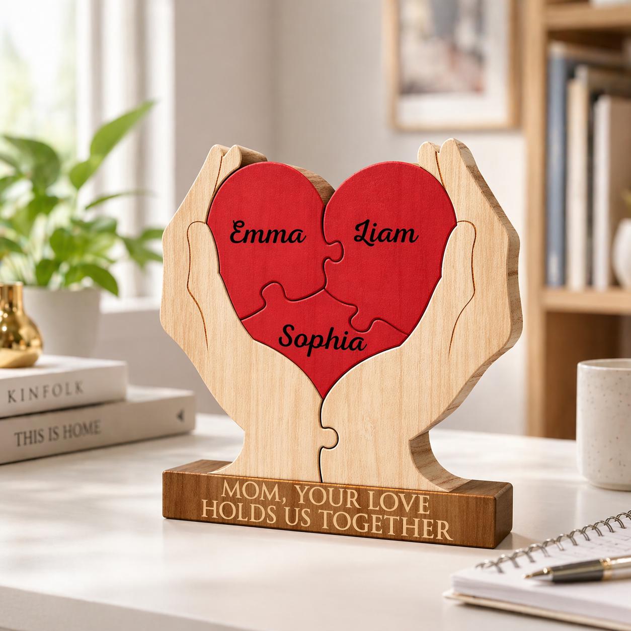 Personalized Mothers Day Wooden Puzzle, You Are The Piece That Holds Us Together Sign, Custom Gift For Mom From Kid, Printed Family Puzzle