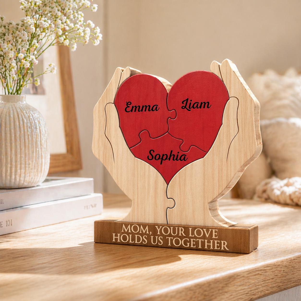 Personalized Mothers Day Wooden Puzzle, You Are The Piece That Holds Us Together Sign, Custom Gift For Mom From Kid, Printed Family Puzzle