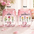 First Mom Now Grandma Custom Birth Flowers Mug, Personalized Glass Gradient Mug Mother's Day Gift for Mom, Grandma, New Grandma Coffee Mug