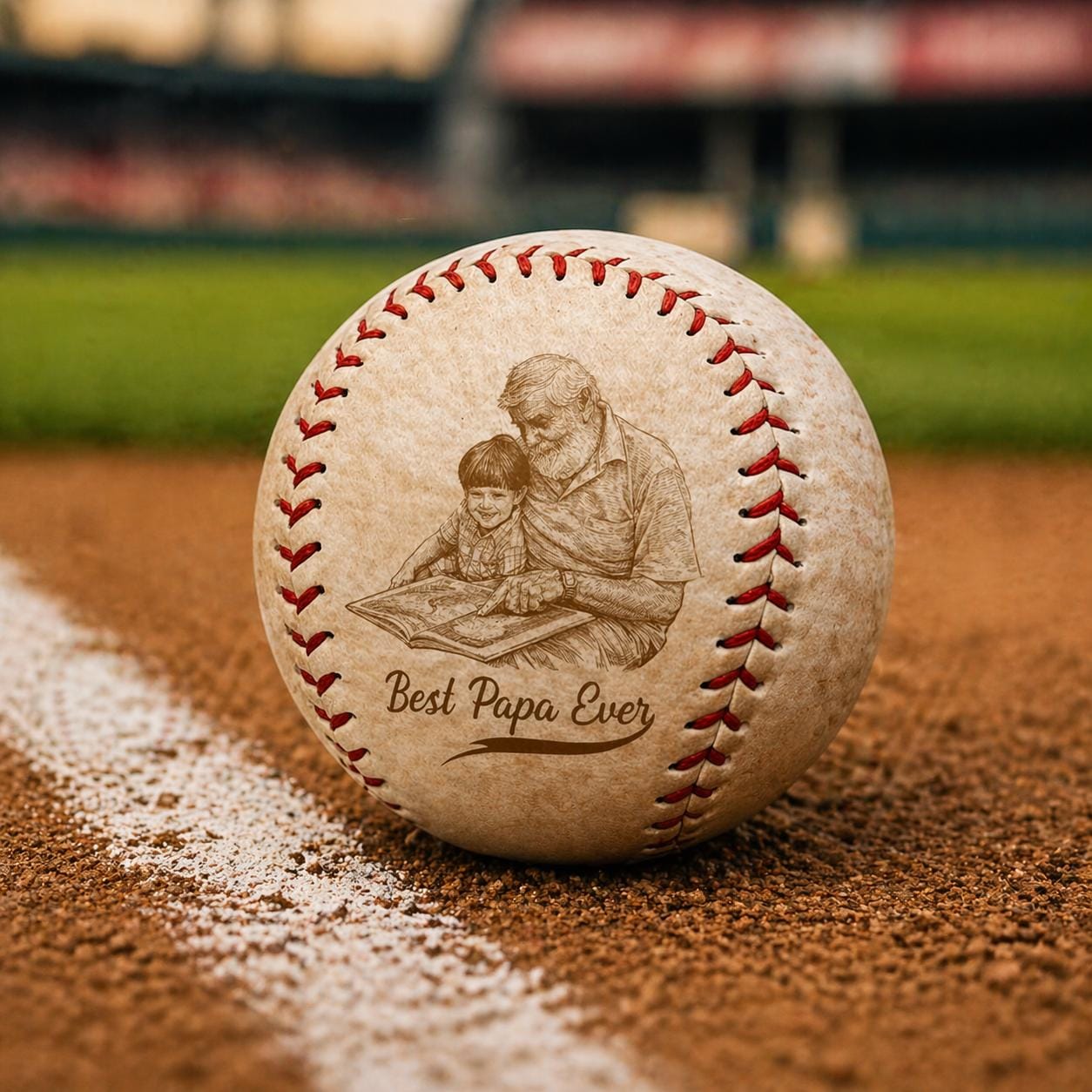 Custom Engraved Photo on Baseball Ball, Personalized Your Kids Picture Father's Day Present, Custom Best Dad Papa Ever, Baseball Dad Gift