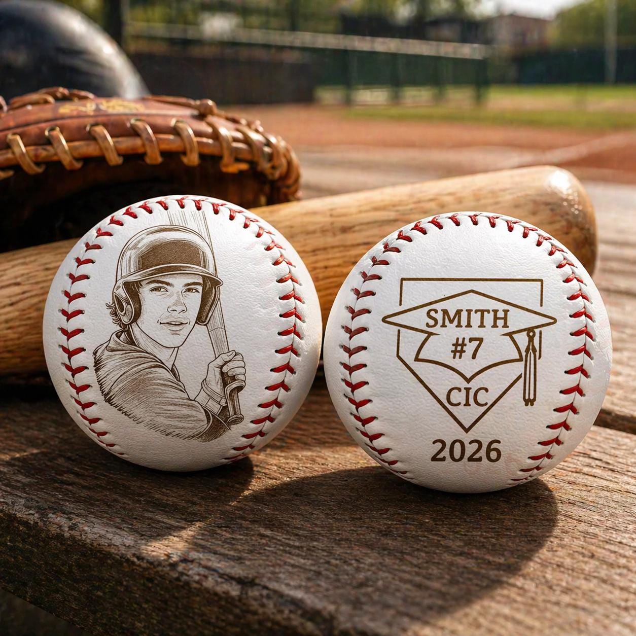 Custom Engraved Photo Baseball Ball, Personalized Baseball Keepsake Gift for Ball Players, Graduation Senior Gift for Son, Baseball Lover