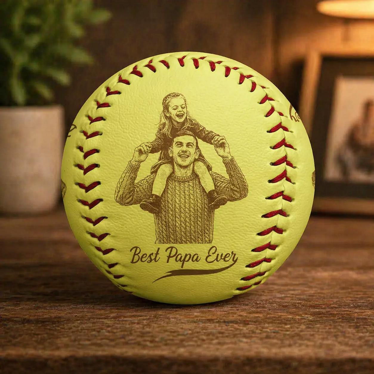 Custom Engraved Photo on Baseball Ball, Personalized Your Kids Picture Father's Day Present, Custom Best Dad Papa Ever, Baseball Dad Gift