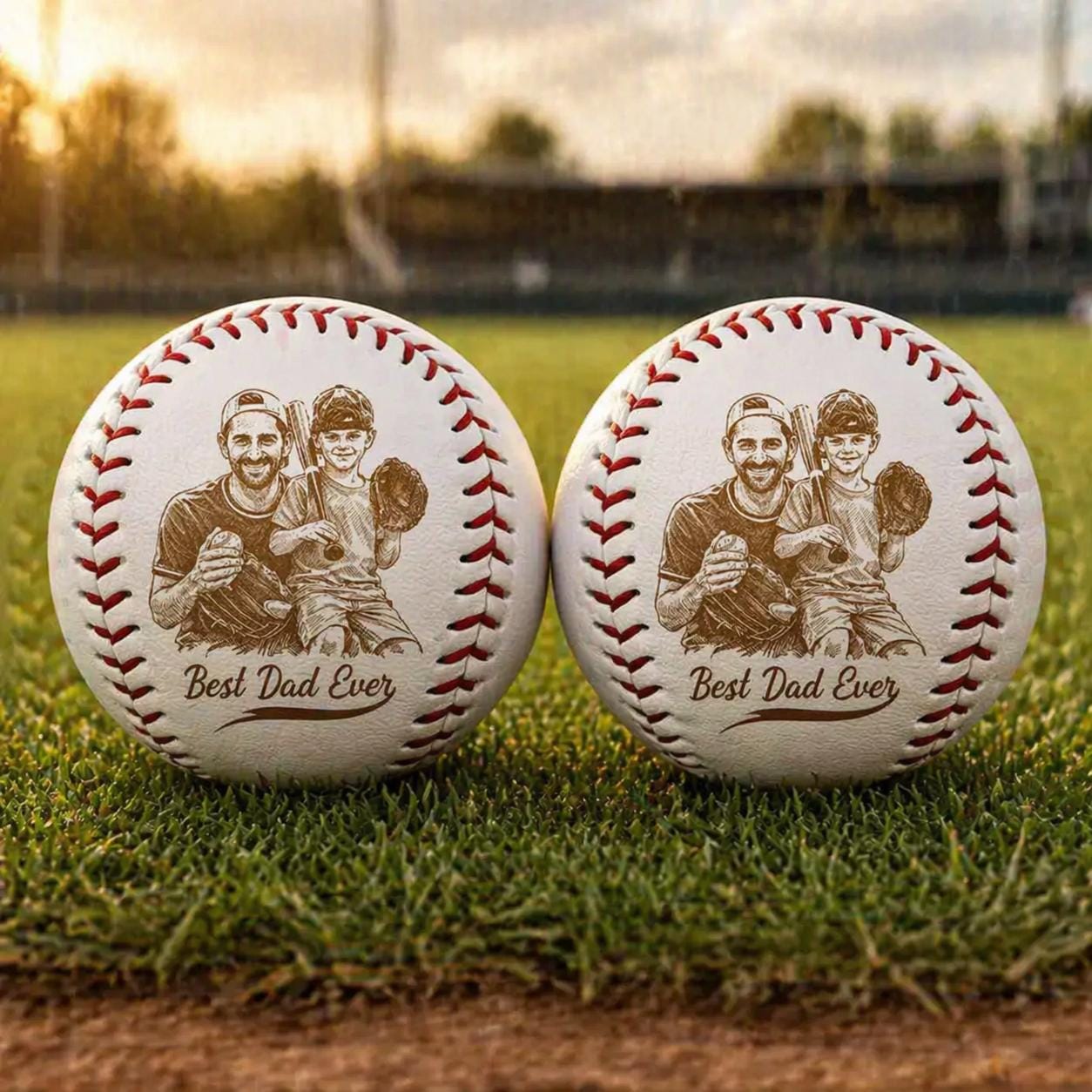 Custom Engraved Photo on Baseball Ball, Personalized Your Kids Picture Father's Day Present, Custom Best Dad Papa Ever, Baseball Dad Gift